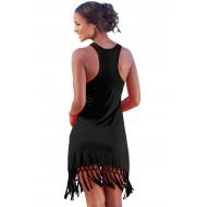 Črno dolgo krilo Daniela z resicami