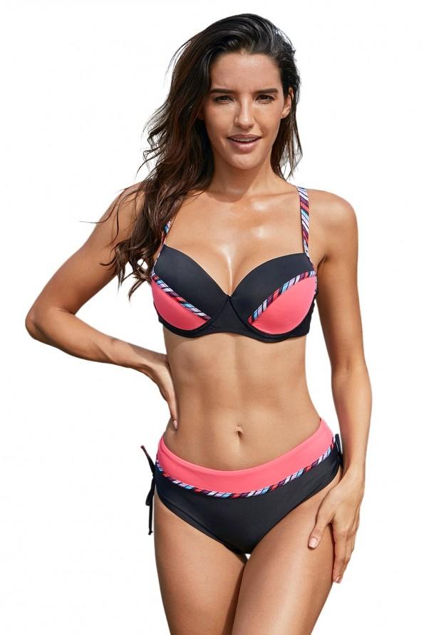 Črno roza push up bikini Olivia