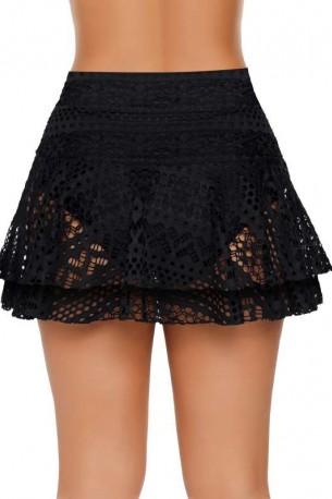 Črno večslojno  čipkasto plavalno krilo Ariana