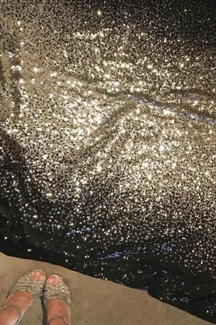 Črno zlate bleščeče hlače na zvonec Autumn