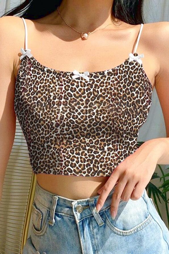 Crop top Lucille z leopardjim motivom