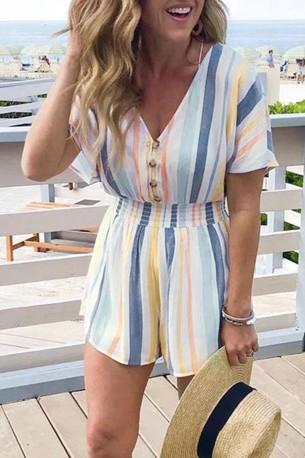 Črtast kimono romper Mina
