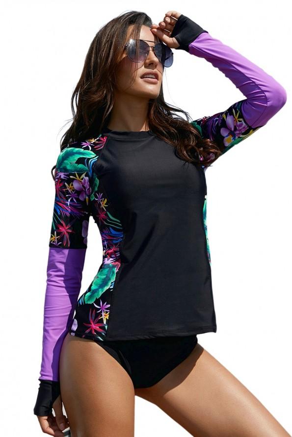 Cvetlični športni top rash guard za kopanje Arielle z dolgimi rokavi
