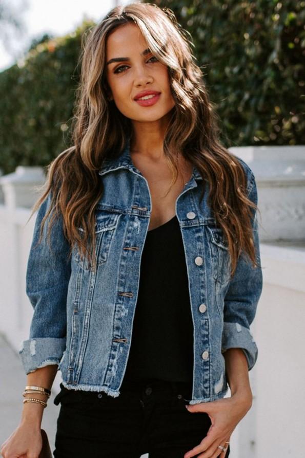Denim jeans jakna z gumbi Erin