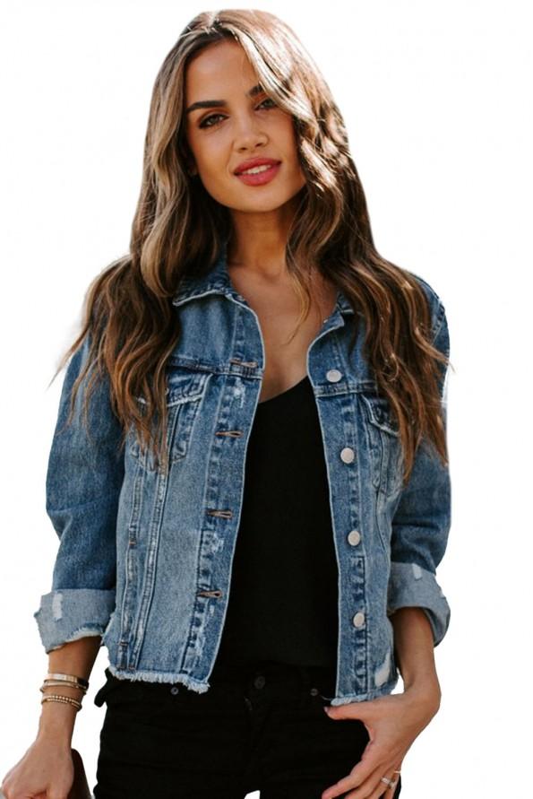 Denim jeans jakna z gumbi Erin