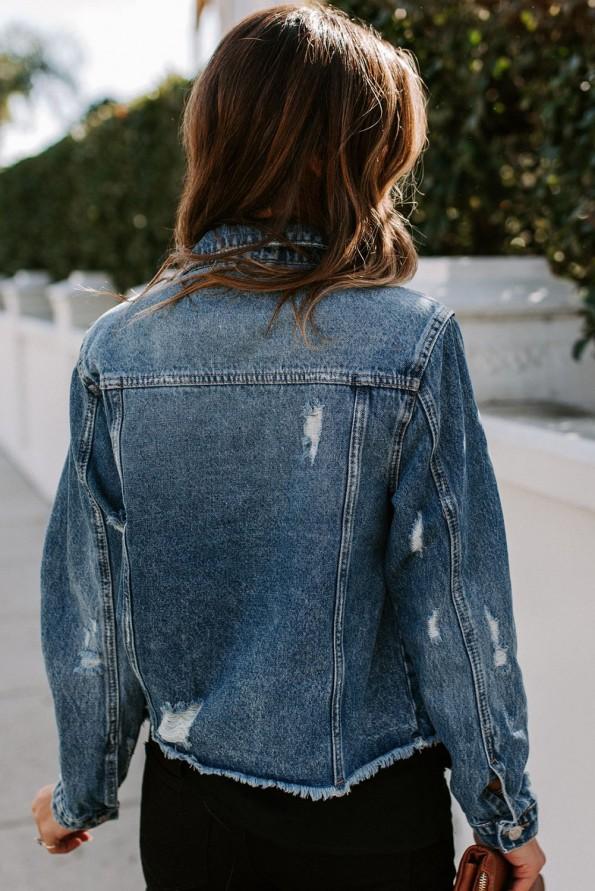 Denim jeans jakna z gumbi Erin