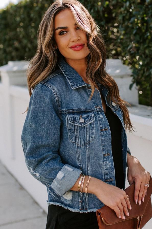 Denim jeans jakna z gumbi Erin