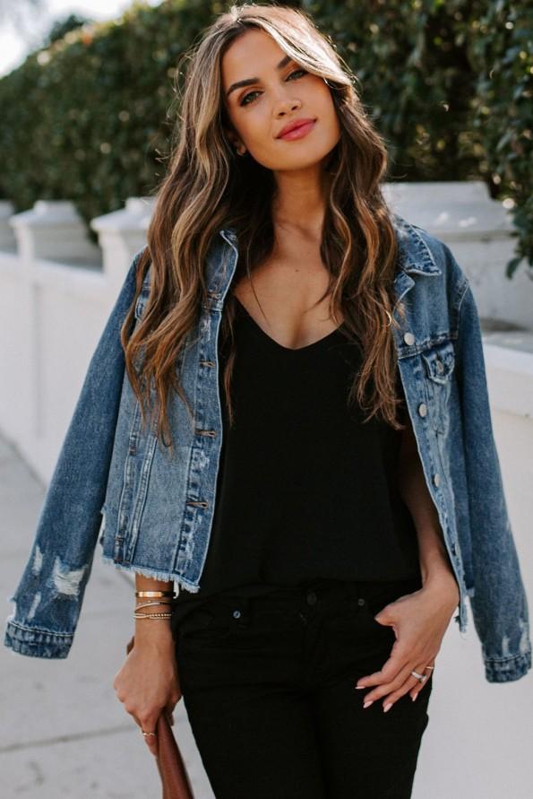 Denim jeans jakna z gumbi Erin