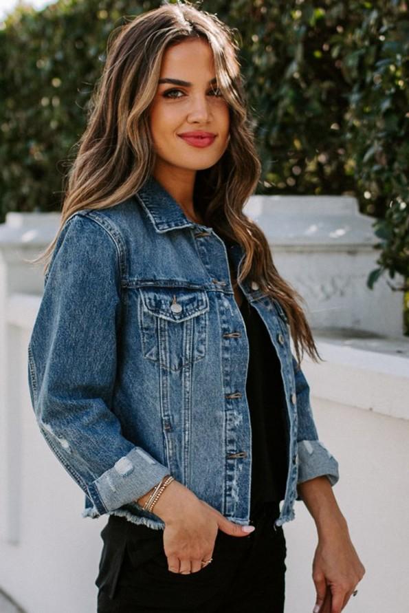 Denim jeans jakna z gumbi Erin