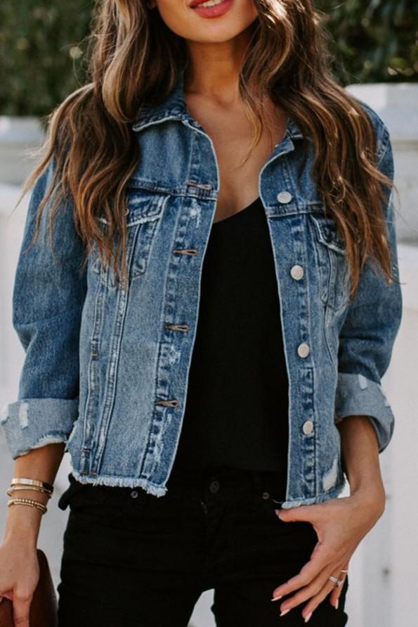 Denim jeans jakna z gumbi Erin