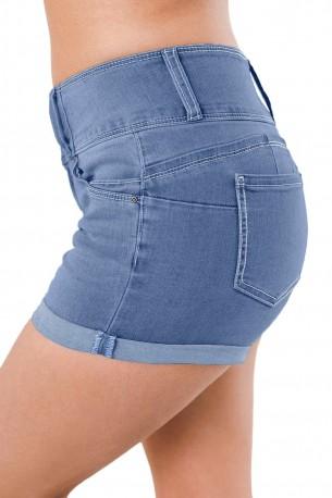 Denim bombažne kratke hlače Thalia s tremi gumbi