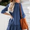 Denim nabrana majica obleka Emersyn