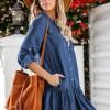 Denim nabrana majica obleka Emersyn