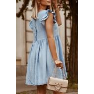 Denim ohlapna obleka Ruby z volančki