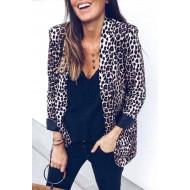 Dolga odprta blazer obleka Kalani z leopardjim motivom