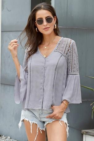 Elegantna siva bluza Haley s čipkami