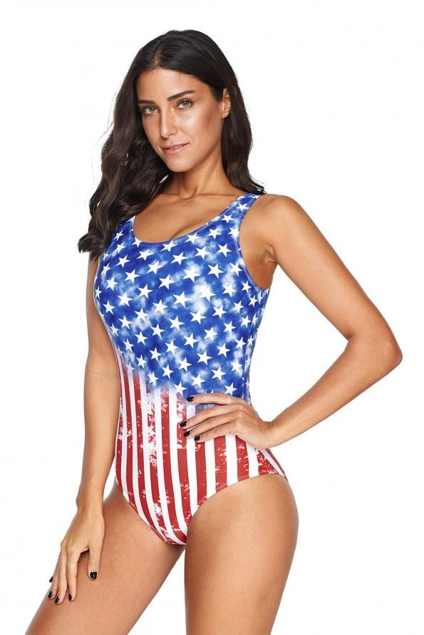 Enodelne kopalke Tatum s križnim hrbtom v motivu ZDA zastave