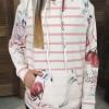 Hoodie s cvetličnim črtastim tiskom in žepom Kenguru