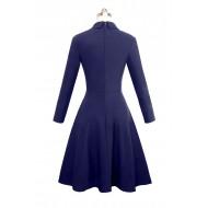 Indigo vintage obleka Janelle na dvojno zapenjanje