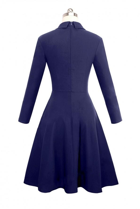 Indigo vintage obleka Janelle na dvojno zapenjanje