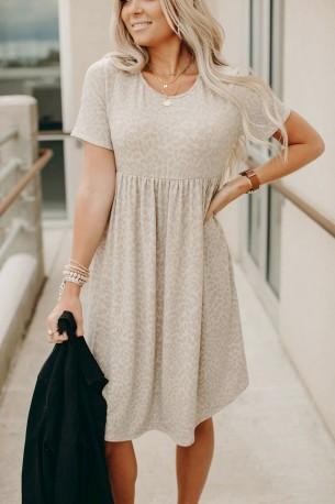 Kaki dvoslojna kratka obleka Elisabeth