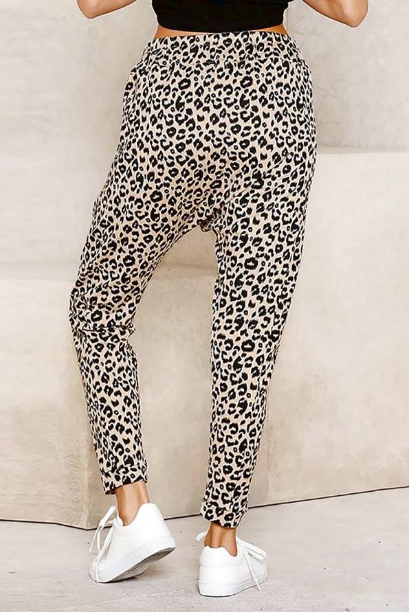 Kaki hlače Hailey z leopardjim vzorcem