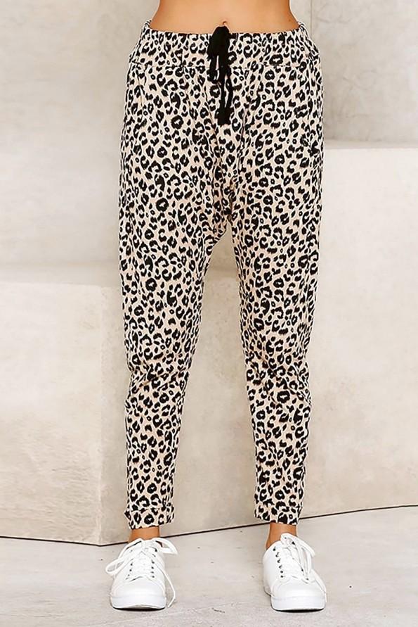 Kaki hlače Hailey z leopardjim vzorcem