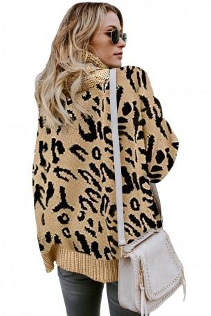 Kaki pulover Collins z leopardjim motivom