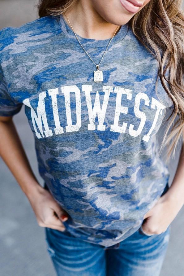 Kamuflažna kratka majica Logan z napisom MIDWEST