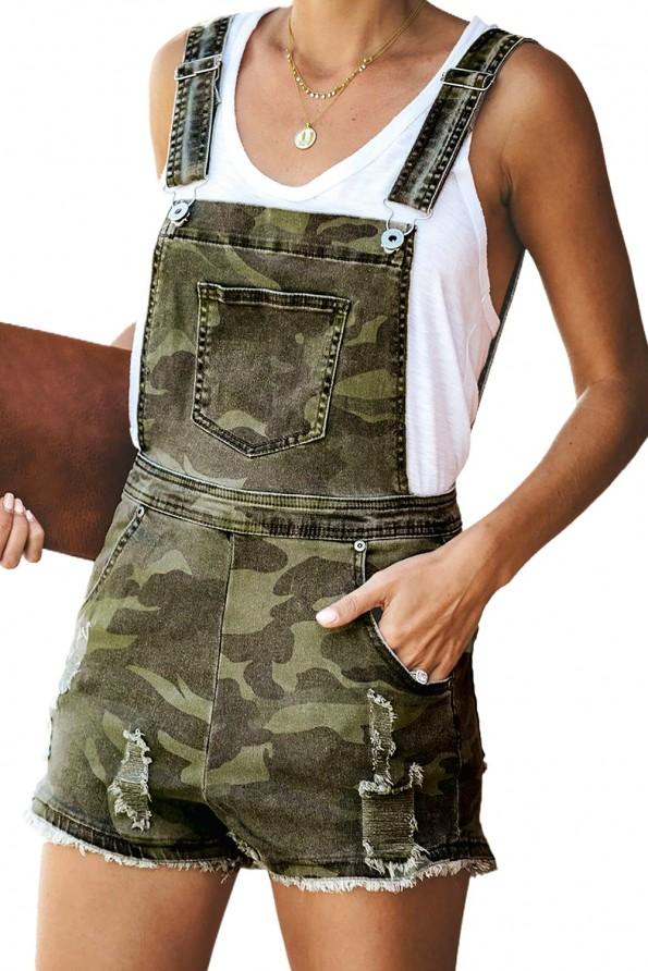 Kamuflažne kratke hlače Barbara z naramnicami