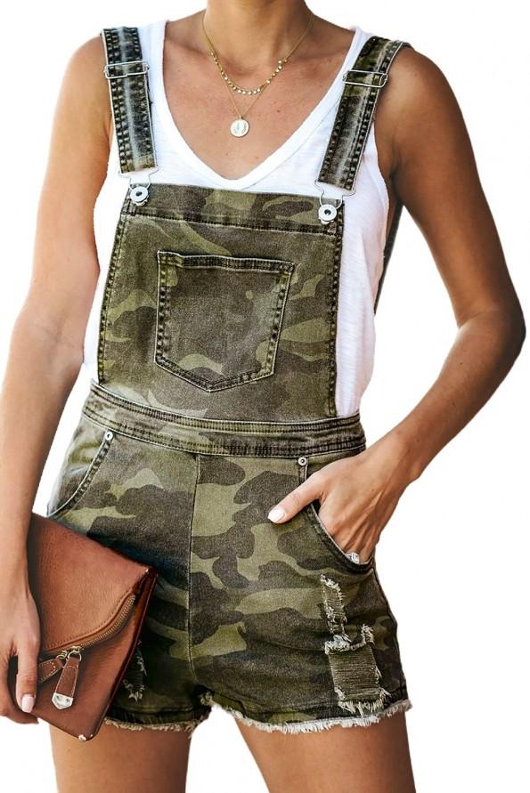 Kamuflažne kratke hlače Barbara z naramnicami