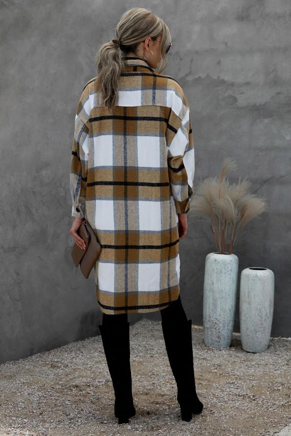 Khaki dolgi karirasti pulover Zara