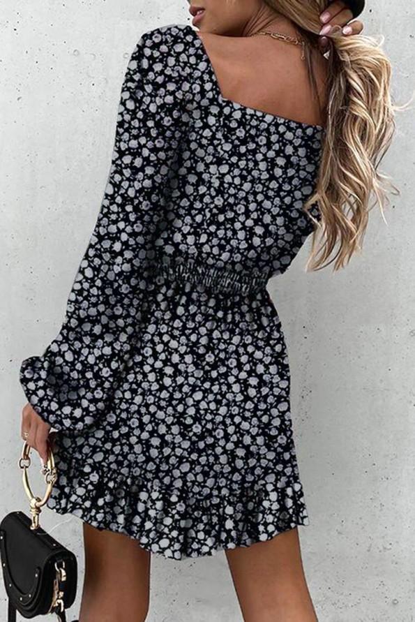 Klasična elastična obleka Robin s cvetličnim potiskom