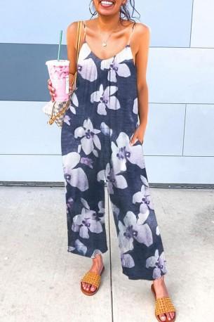 Kombinezon s širokimi nogami in s cvetličnim tiskom Erica