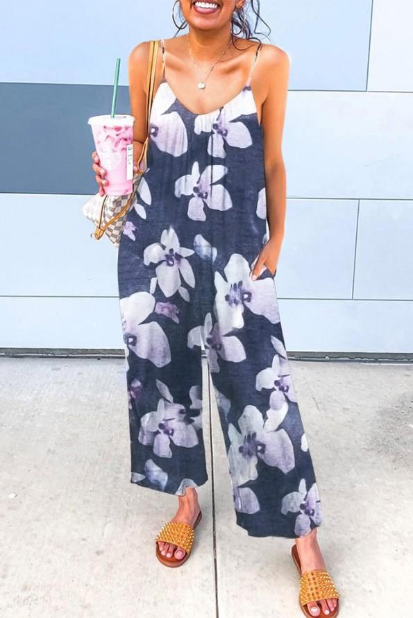 Kombinezon s širokimi nogami in s cvetličnim tiskom Erica