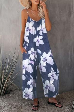 Kombinezon s širokimi nogami in s cvetličnim tiskom Erica