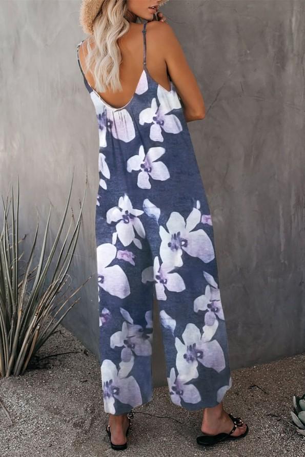 Kombinezon s širokimi nogami in s cvetličnim tiskom Erica