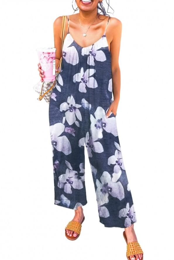 Kombinezon s širokimi nogami in s cvetličnim tiskom Erica