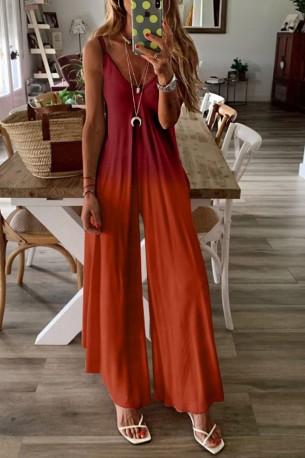 Kombinezon s širokimi nogami in z rdečimi prelivi  Nice