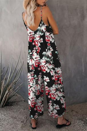 Kombinezon s širokimi nogami s  cvetličnim potiskom Shally