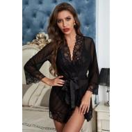 Komplet črna prosojna čipka in pentlja Ranillda