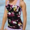 Komplet vijolične kratke hlače in tankini top Emelia z odprtim hrbtom