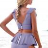 Komplet vijolične kratke hlače in tankini top Emelia z odprtim hrbtom