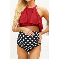 Kopalke Haylee za nosečnice z visokim pasom in volančki