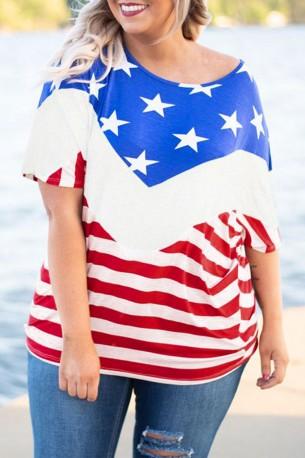 Kratka majica Azariah s potiskom ameriške zastave za močnejše