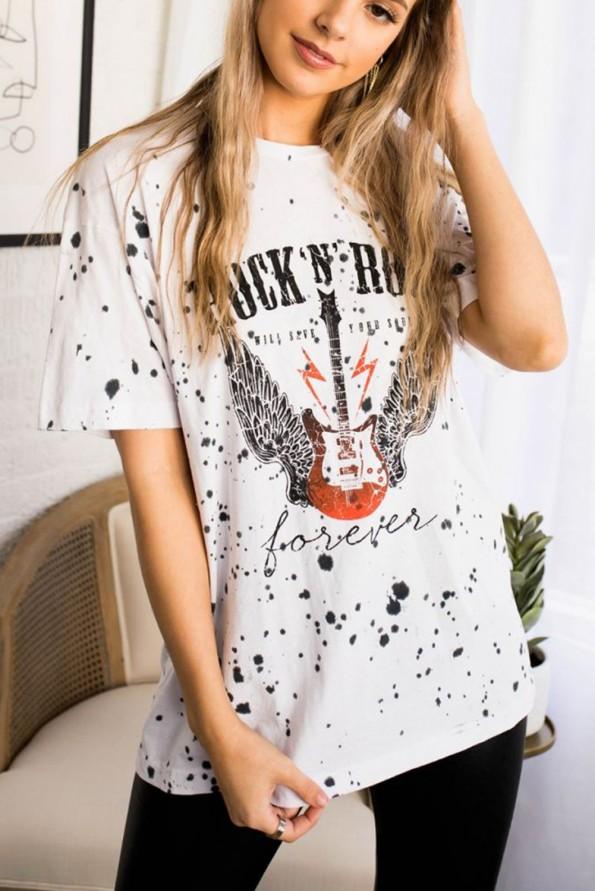 Kratka majica z napisom ROCK N ROLL