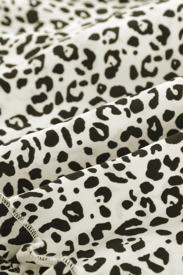 Kratka nabrana obleka Evely v leopardjem motivu
