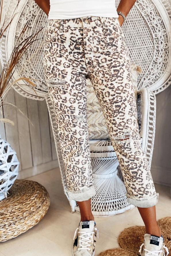 Leopard hlače z ravnimi hlačnicami