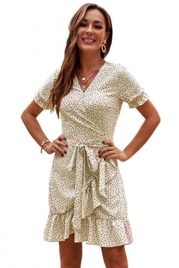 Luštna kratka obleka Harleigh s pikami v marelični barvi