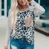 Majica Clara z leopardjim motivom in črtastimi rokavi